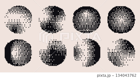 Bitmap pixel circle shapes with dot gradient 134043762