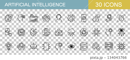 Artificial Intelligence and AI line icon set 134043766