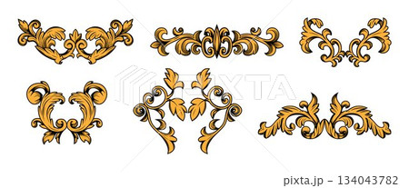 Baroque flourish ornaments set isolated on white 134043782