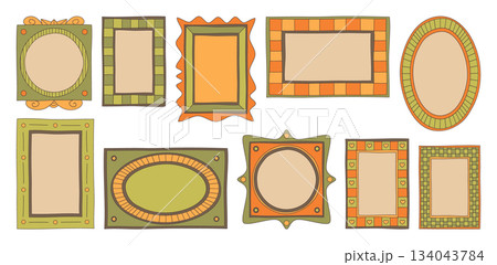 Y2K hand drawn frame with groovy border Y2K hand drawn frame with groovy border 134043784