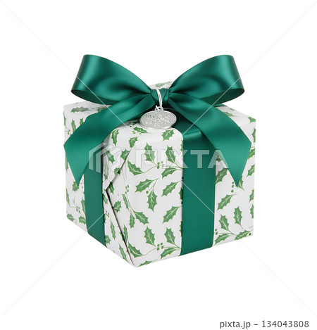 クリスマスギフトボックス 白×緑(背景透過) クリスマスギフトボックス 白×緑(背景透過) 134043808