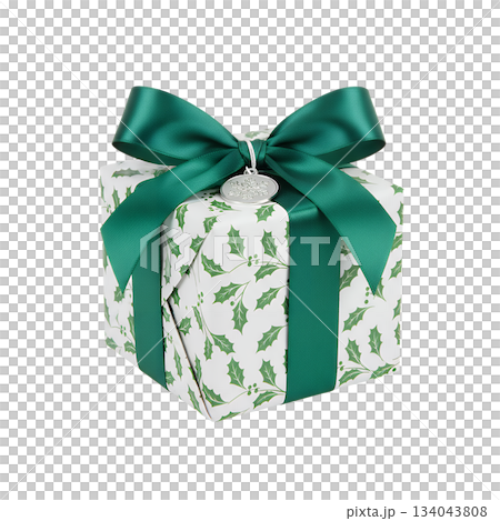 クリスマスギフトボックス 白×緑(背景透過) クリスマスギフトボックス 白×緑(背景透過) 134043808