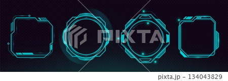 Futuristic HUD frames on transparent background Futuristic HUD frames on transparent background 134043829