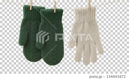 冬のニット手袋(背景透過) 冬のニット手袋(背景透過) 134043872