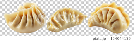 Pan-fried or steamed dumplings Jiaoz with golden crispy bottoms, isolated on white background, concept of Asian cuisine Pan-fried or steamed dumplings Jiaoz with golden crispy bottoms, isolated on white background, concept of Asian cuisine 134044159
