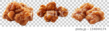 Crispy glazed fried chicken Karaage nuggets isolated on white transparent background. Concept of Asian cuisine and Japan Crispy glazed fried chicken Karaage nuggets isolated on white transparent background. Concept of Asian cuisine and Japan 134044174