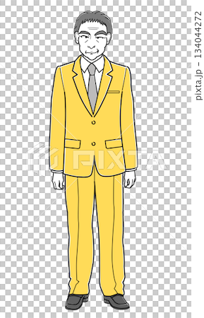 A middle-aged man in a suit standing with a nihilistic smile (simple) A middle-aged man in a suit standing with a nihilistic smile (simple) 134044272