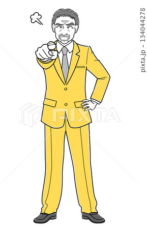 指をさして怒っているスーツの中年男性(シンプル) 指をさして怒っているスーツの中年男性(シンプル) 134044278