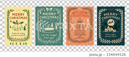 4 種自然色聖誕卡 4 種自然色聖誕卡 134044526