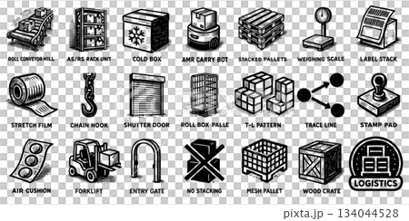 物流與倉儲圖示集 134044528