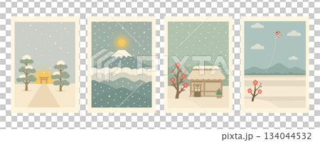 雪景日本新年插圖 雪景日本新年插圖 134044532