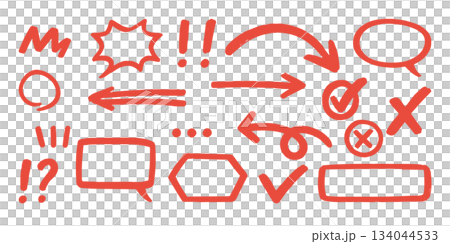 手繪馬克筆裝飾符號包(箭頭、勾號、叉號) 手繪馬克筆裝飾符號包(箭頭、勾號、叉號) 134044533
