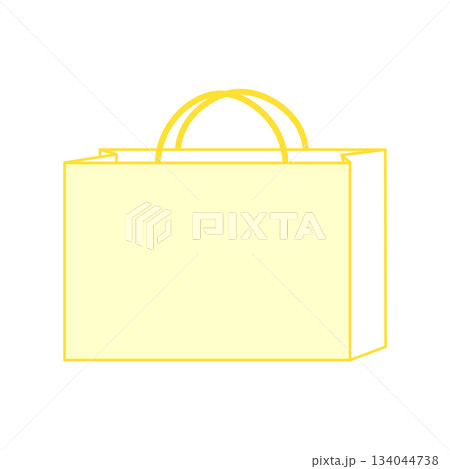 紙袋イラスト シンプル 正面 手提げ 黄色イエロー 横長 紙袋イラスト シンプル 正面 手提げ 黄色イエロー 横長 134044738