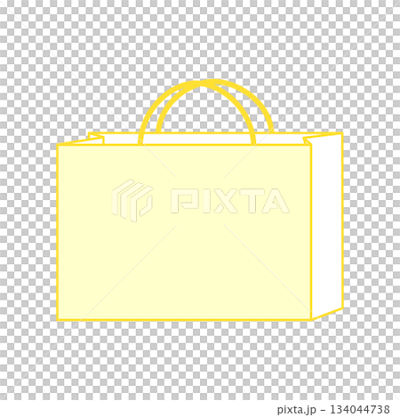 紙袋イラスト シンプル 正面 手提げ 黄色イエロー 横長 紙袋イラスト シンプル 正面 手提げ 黄色イエロー 横長 134044738