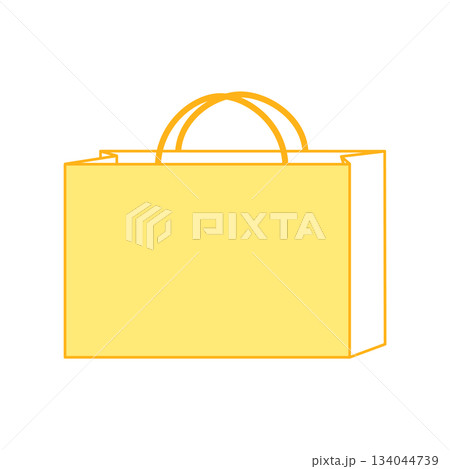 紙袋イラスト シンプル 正面 手提げ 黄色 オレンジ 横長 紙袋イラスト シンプル 正面 手提げ 黄色 オレンジ 横長 134044739