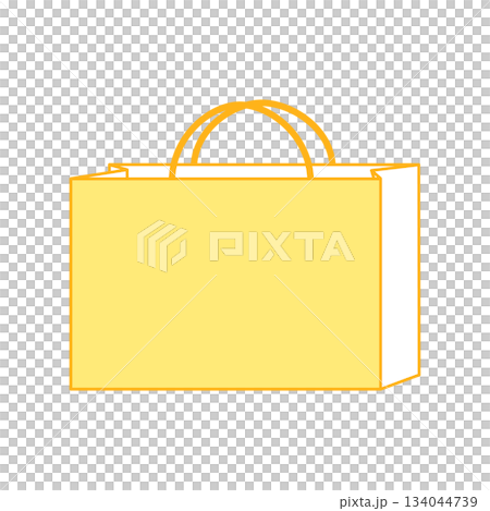 紙袋イラスト シンプル 正面 手提げ 黄色 オレンジ 横長 紙袋イラスト シンプル 正面 手提げ 黄色 オレンジ 横長 134044739