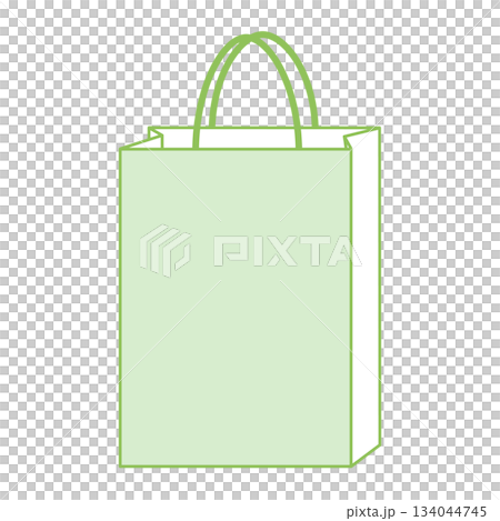 Paper bag illustration, simple, front, handbag, green, vertical 134044745