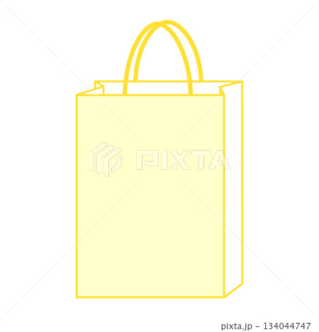 紙袋イラスト シンプル 正面 手提げ 黄色イエロー 縦長 紙袋イラスト シンプル 正面 手提げ 黄色イエロー 縦長 134044747