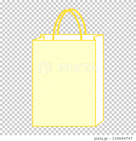 Paper bag illustration, simple, front, handbag, yellow, vertical 134044747