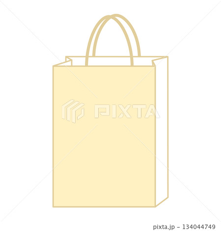 紙袋イラスト シンプル 正面 手提げ 黄色ベージュ 縦長 紙袋イラスト シンプル 正面 手提げ 黄色ベージュ 縦長 134044749