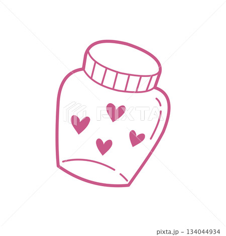 Hand-Drawn Love Jar Doodle Icon with Hearts in Cute Minimal Style Hand-Drawn Love Jar Doodle Icon with Hearts in Cute Minimal Style 134044934