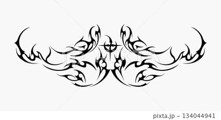 Abstract neo tribal element. Neo tribal shape. Aesthetic y2k cyber gothic style. Vector illustration. 134044941