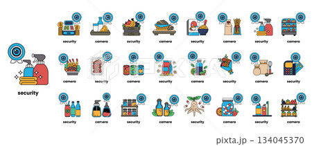 A collection of images with the word security written in the center 134045370