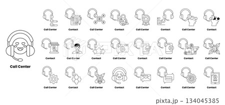 A collection of cartoon characters with the word "Call Center" in the middle A collection of cartoon characters with the word "Call Center" in the middle 134045385