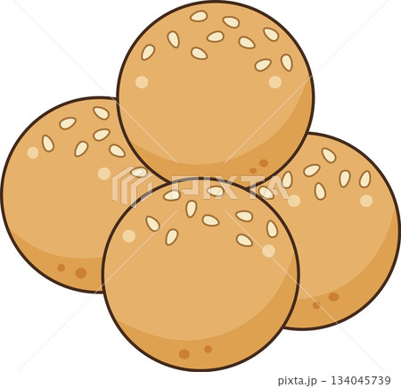 Stack of Fried Sesame Balls Cartoon Illustration Stack of Fried Sesame Balls Cartoon Illustration 134045739