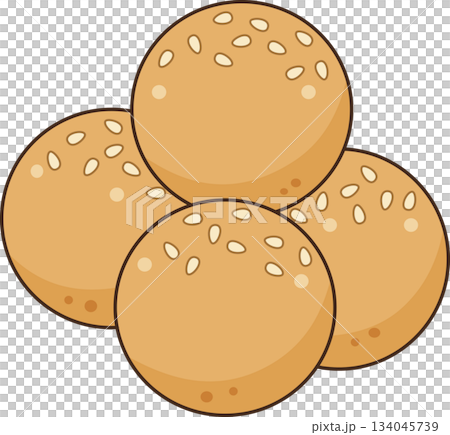 Stack of Fried Sesame Balls Cartoon Illustration Stack of Fried Sesame Balls Cartoon Illustration 134045739