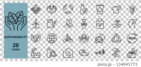 永續生態線條圖示集 134045773
