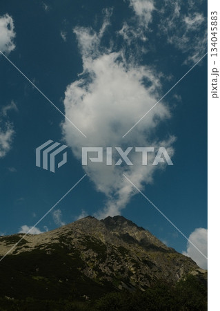 Dramatic Cliff Edge Beneath Bright Blue Sky 134045883