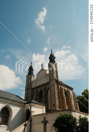 Historic Church Tower Against Azure Sky 134046158