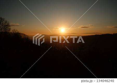Golden Hour Landscape Over Distant Hills Golden Hour Landscape Over Distant Hills 134046240