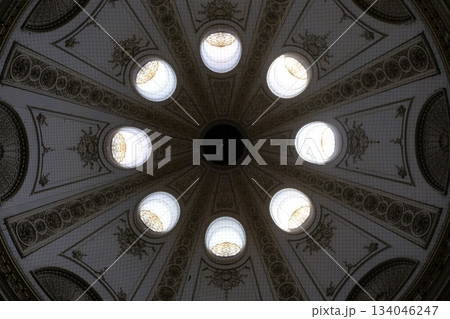 Ornate Ceiling With Circular Skylights Ornate Ceiling With Circular Skylights 134046247