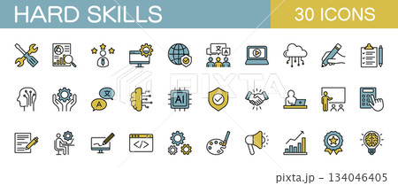 仕事の専門スキル　ラインアイコンセット　カラー 134046405