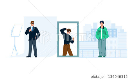 Man changing style and posing for images 134046513