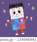 cartoon little boy in a blue dress 134046942