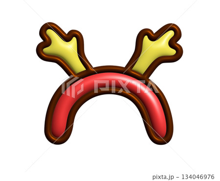 This colorful illustration of a 3D reindeer antler headband is perfect for Christmas and other festive occasions 134046976