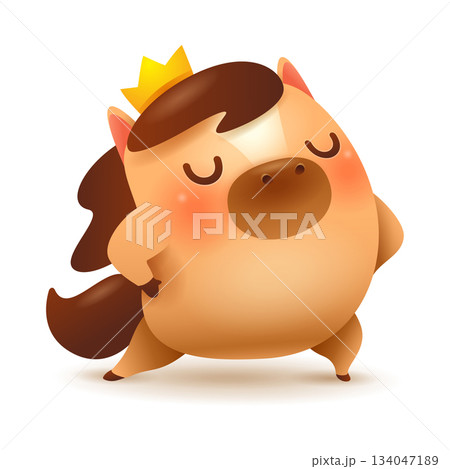Cute Little Cartoon Horse. The King Horse. 134047189