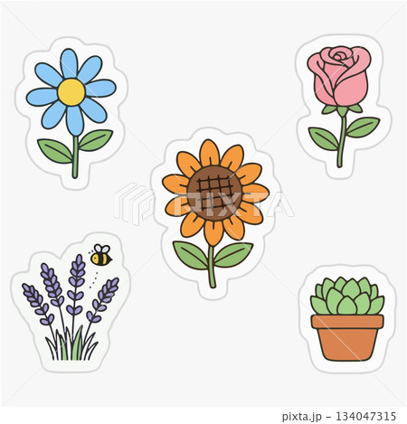 vector set of hand drawn flowers and plants 134047315
