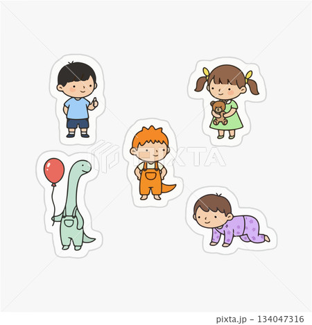vector set of boy and girl playing vector set of boy and girl playing 134047316