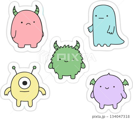set of cute cartoon monsters set of cute cartoon monsters 134047318