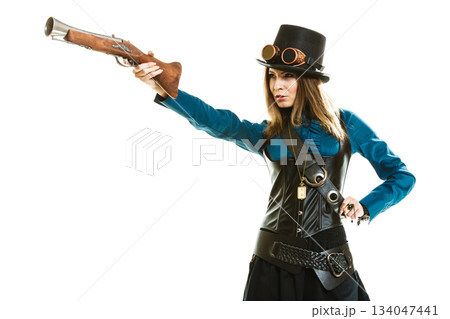 Funky girl in steampunk style. Funky girl in steampunk style. 134047441