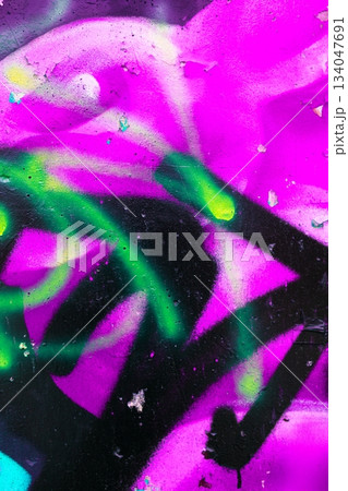 Vibrant Graffiti Art in Neon Pink and Green with 80s, 90s Vibe 134047691