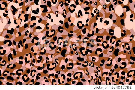 Abstract modern leopard seamless pattern. Animals trendy background. Color decorative vector stock illustration for print, card, postcard, fabric, textile. Modern ornament of stylized skin 134047792