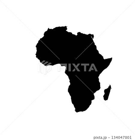 Map of Africa, sign silhouette. World Map Globe. Vector Illustration isolated on white background. African continent Map of Africa, sign silhouette. World Map Globe. Vector Illustration isolated on white background. African continent 134047801