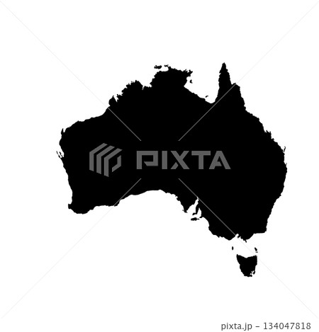 Map of Australian, sign silhouette. World Map Globe. Vector Illustration isolated on white background. African continent 134047818