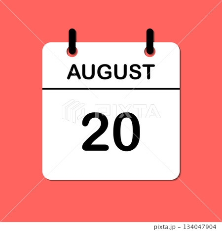 August 20. Daily Calendar icon for design. Simple design for business brochure, flyer, print media, advertisement. Easily editable 134047904