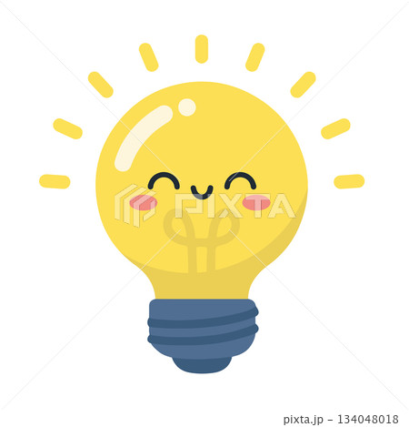 Illustration of a Light Bulb with a Face Illustration of a Light Bulb with a Face 134048018
